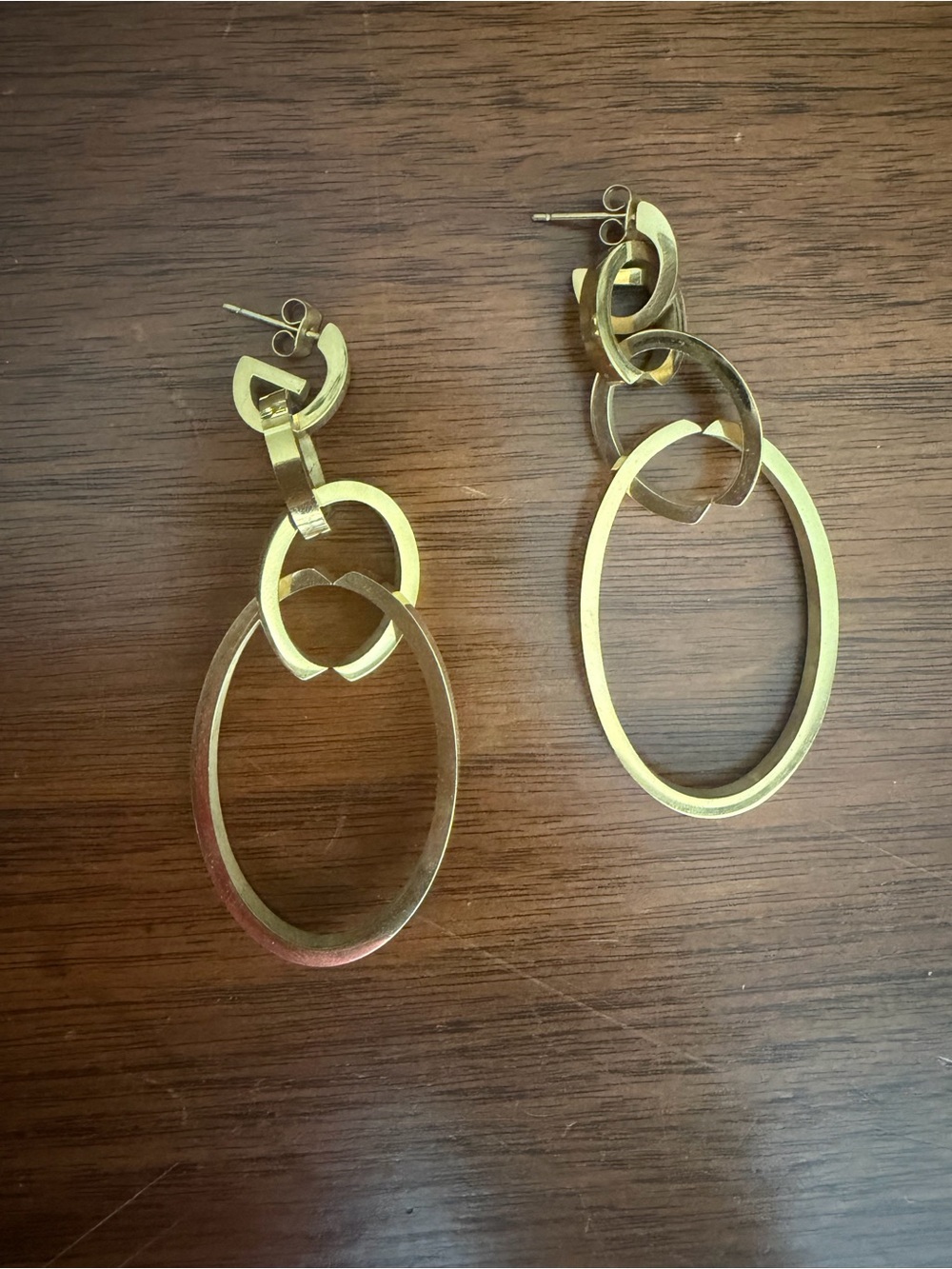 Vita Fede Gold Interlinked Oval Drop Earrings